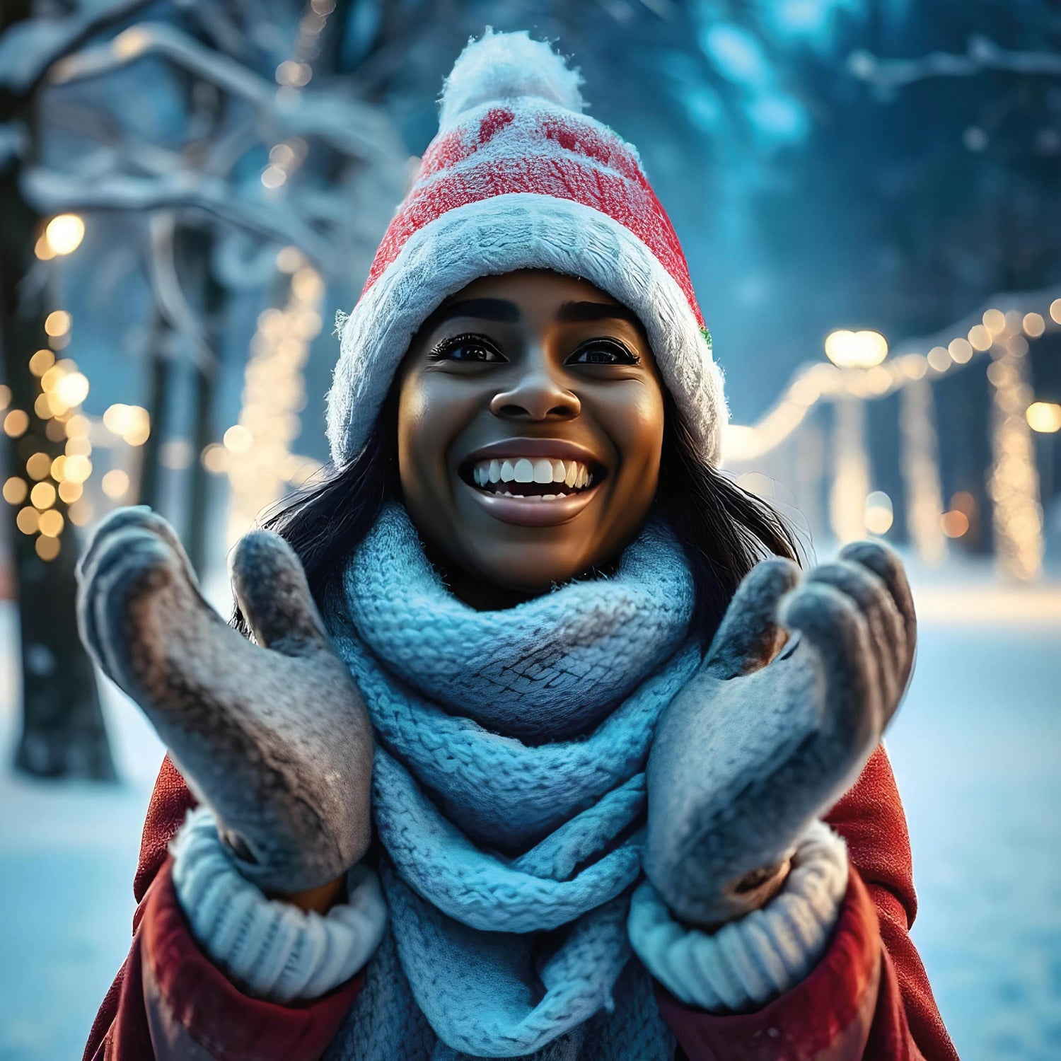 Woman excited about Christmas time