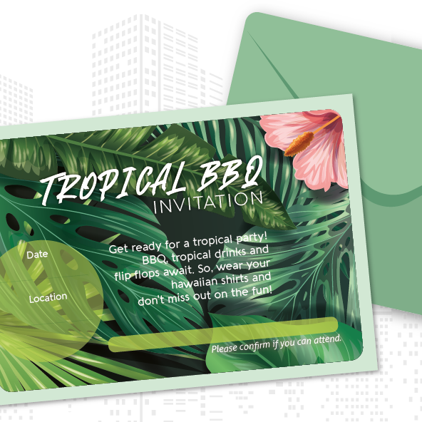 INVITATION - Your tropical BBQ won’t throw itself—invite guests today!