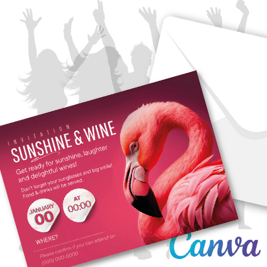 Invitation (CANVA) - DIY - Flamingo - Bahamas Design