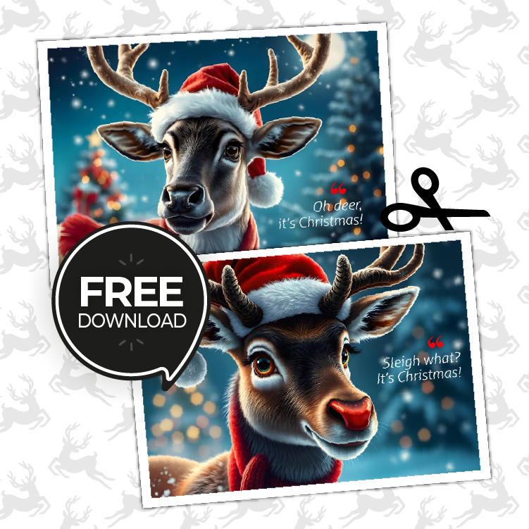 FREE DOWNLOAD - 2 DIY 'Deer' Christmas Cards