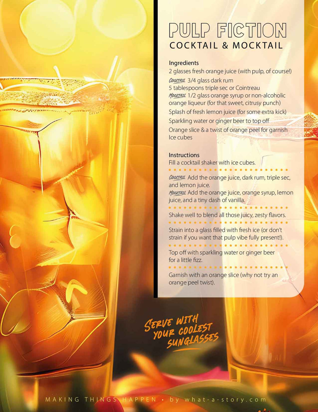 Shake, stir, and shine with a cocktail or mocktail (free) recipe!